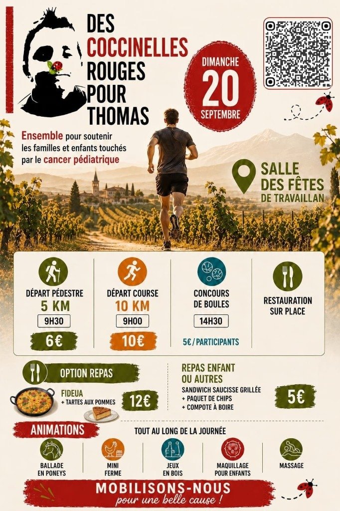 Affiche de la course Des Coccinelles Rouges pour Thomas - Travaillan Vaucluse