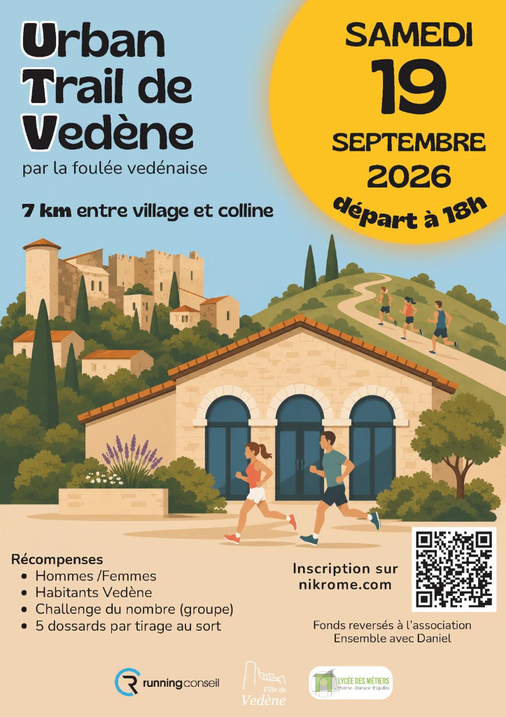 Affiche de la course Urban Trail de Vedène - Vedène Vaucluse